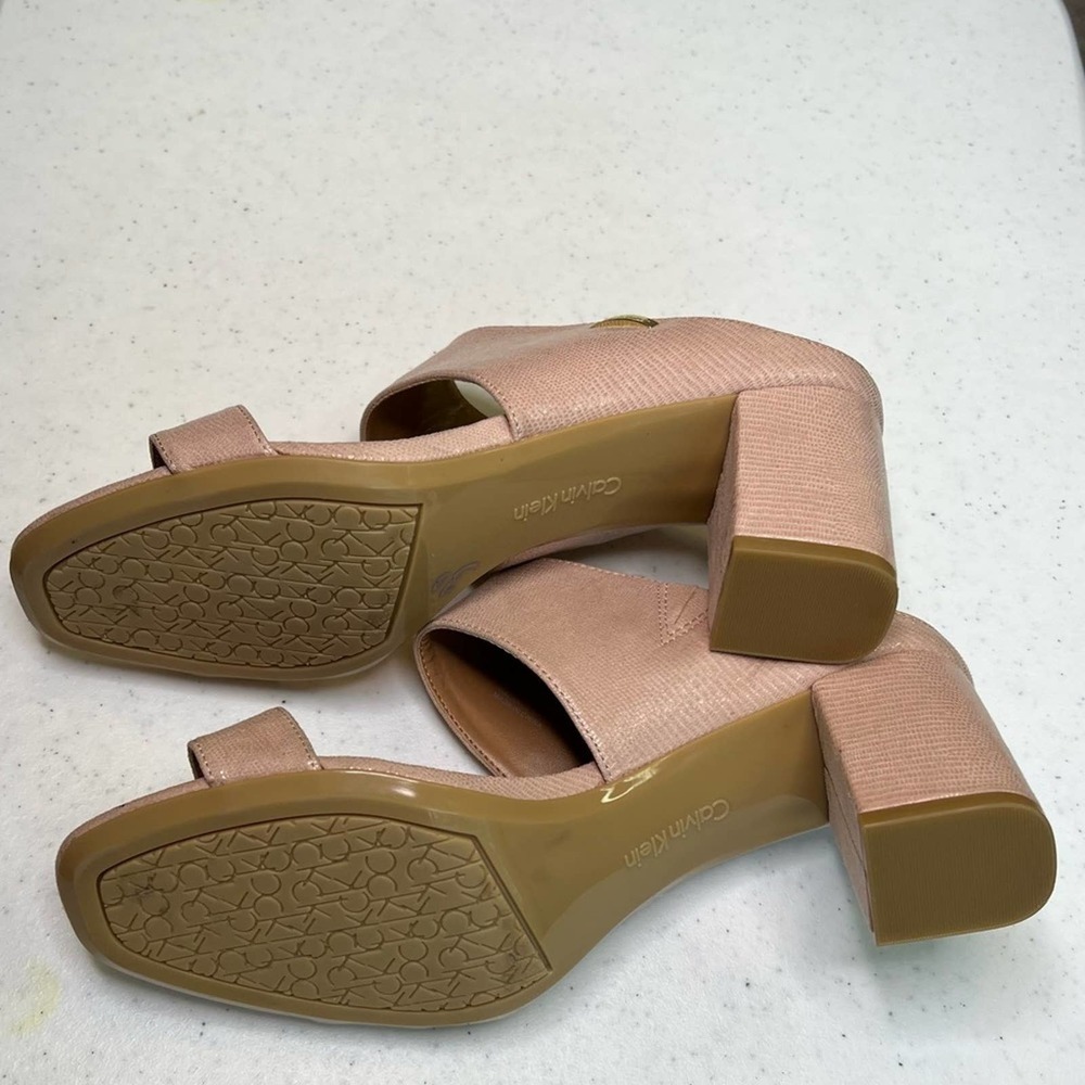 CALVIN KLEIN Cirella Women’s Nude Block Heel Dress Sandal Mule Size 9,5 #66 - Picture 8 of 11